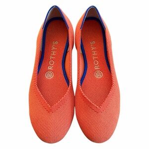 Rothy's Persimmon Marina Heel Stripe Round Toe Flats Orange Size 6.5 comfort